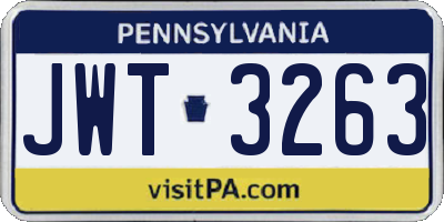 PA license plate JWT3263