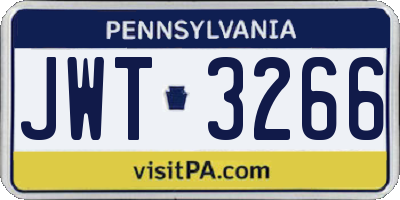 PA license plate JWT3266