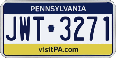 PA license plate JWT3271