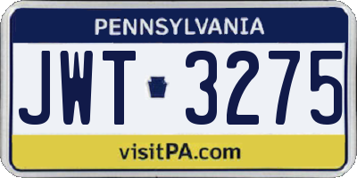 PA license plate JWT3275