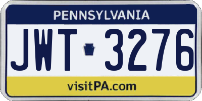 PA license plate JWT3276