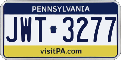 PA license plate JWT3277