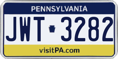 PA license plate JWT3282