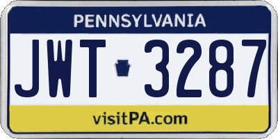 PA license plate JWT3287
