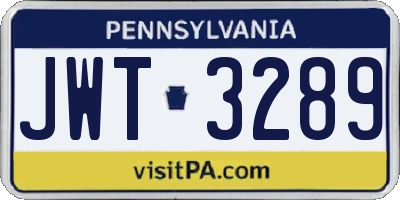 PA license plate JWT3289