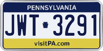 PA license plate JWT3291