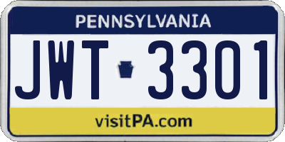 PA license plate JWT3301