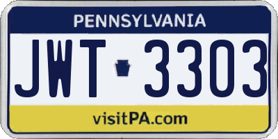 PA license plate JWT3303