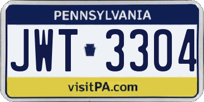 PA license plate JWT3304