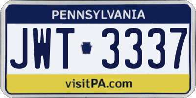 PA license plate JWT3337