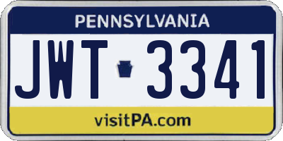 PA license plate JWT3341