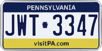 PA license plate JWT3347