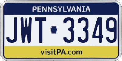 PA license plate JWT3349