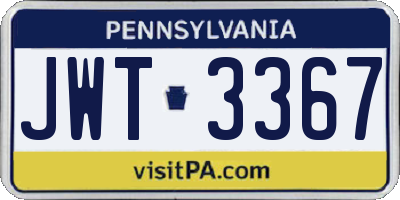 PA license plate JWT3367