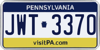 PA license plate JWT3370