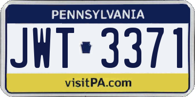 PA license plate JWT3371