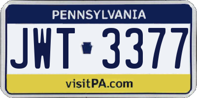 PA license plate JWT3377