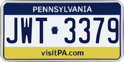 PA license plate JWT3379