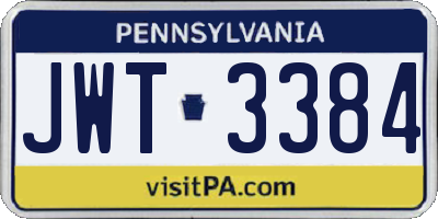 PA license plate JWT3384