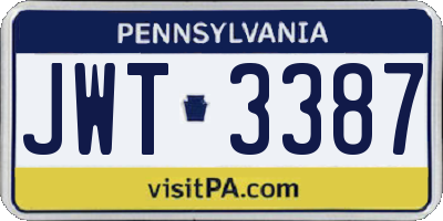 PA license plate JWT3387