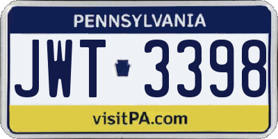 PA license plate JWT3398