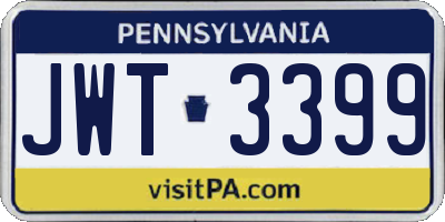 PA license plate JWT3399