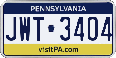 PA license plate JWT3404