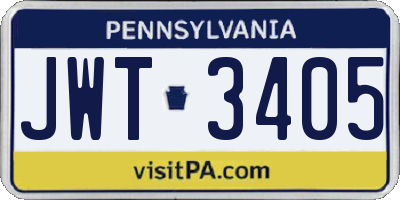 PA license plate JWT3405