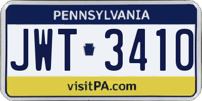 PA license plate JWT3410