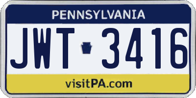 PA license plate JWT3416