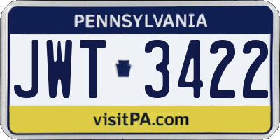 PA license plate JWT3422