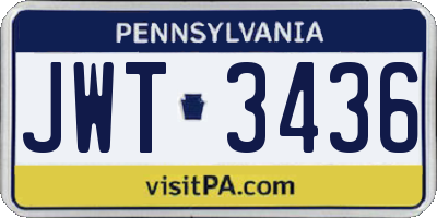PA license plate JWT3436