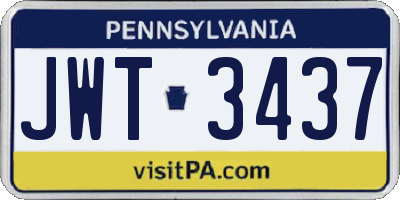 PA license plate JWT3437