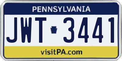 PA license plate JWT3441