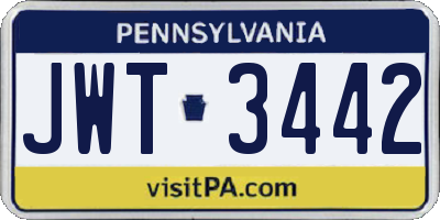 PA license plate JWT3442