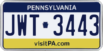 PA license plate JWT3443