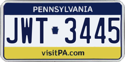 PA license plate JWT3445