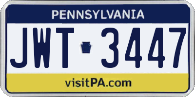 PA license plate JWT3447