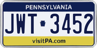 PA license plate JWT3452