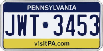 PA license plate JWT3453
