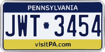 PA license plate JWT3454