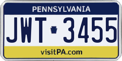 PA license plate JWT3455