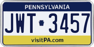 PA license plate JWT3457