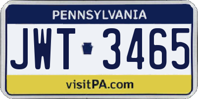 PA license plate JWT3465