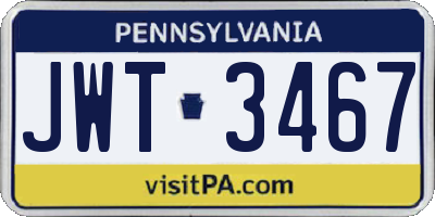 PA license plate JWT3467