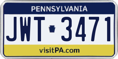 PA license plate JWT3471