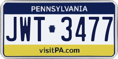 PA license plate JWT3477