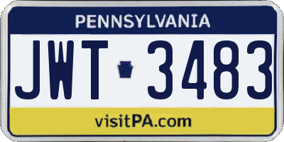 PA license plate JWT3483
