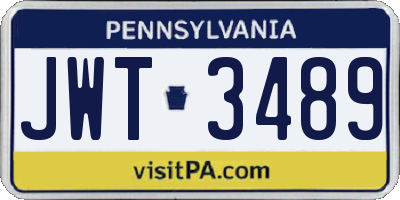 PA license plate JWT3489