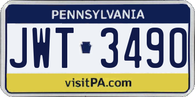 PA license plate JWT3490
